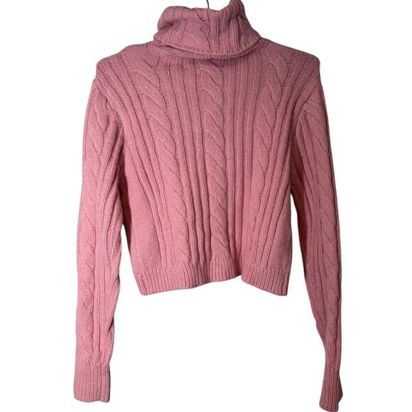 NWT More to Come Gabbi Cable Knit Cropped Sweater in Pink Small Revolve Winter - Picture 7 of 8